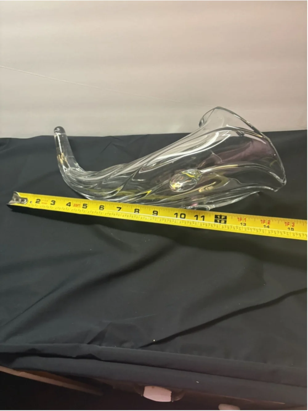 Duncan & Miller Footed Cornucopia Horn of Plenty Glass Vase Manganese Glow 13